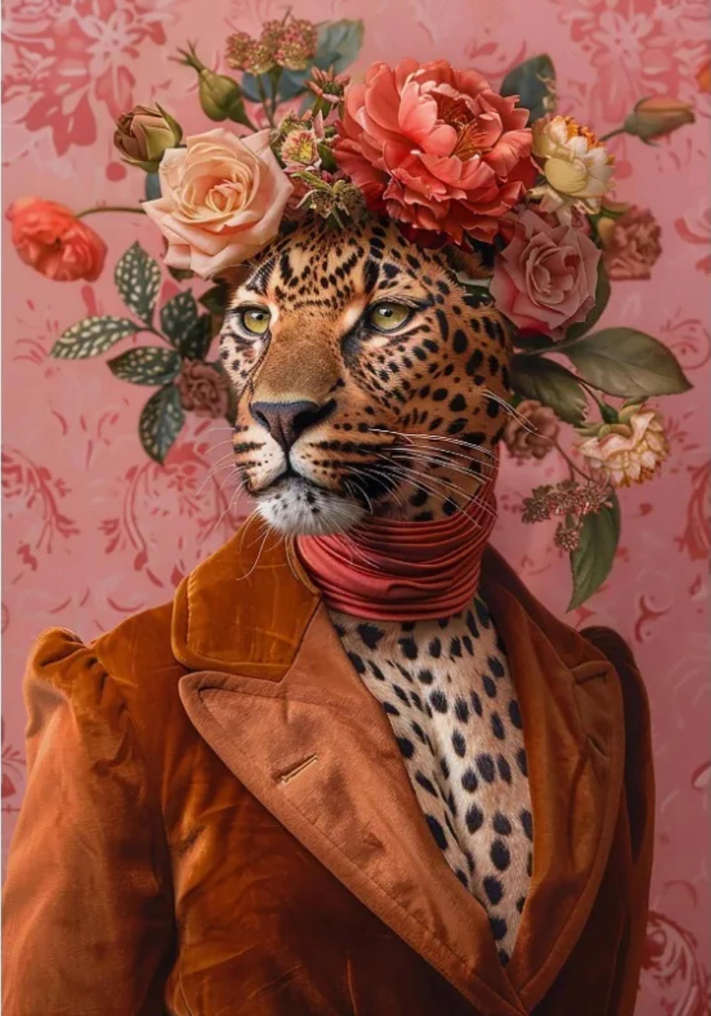 Jungle Royalty Poster | Pearls and Paws Design | Nature's Crown Artwork | Home & Garden Decor