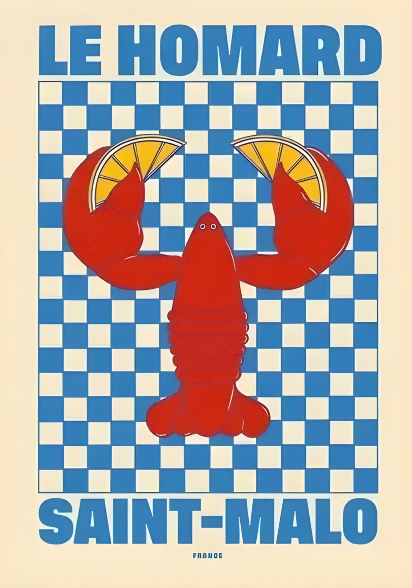 Saint-Malo Lobster Poster | Delicious Seafood Art | Le Homard Coastal Decor | Vibrant Marine Wall Art