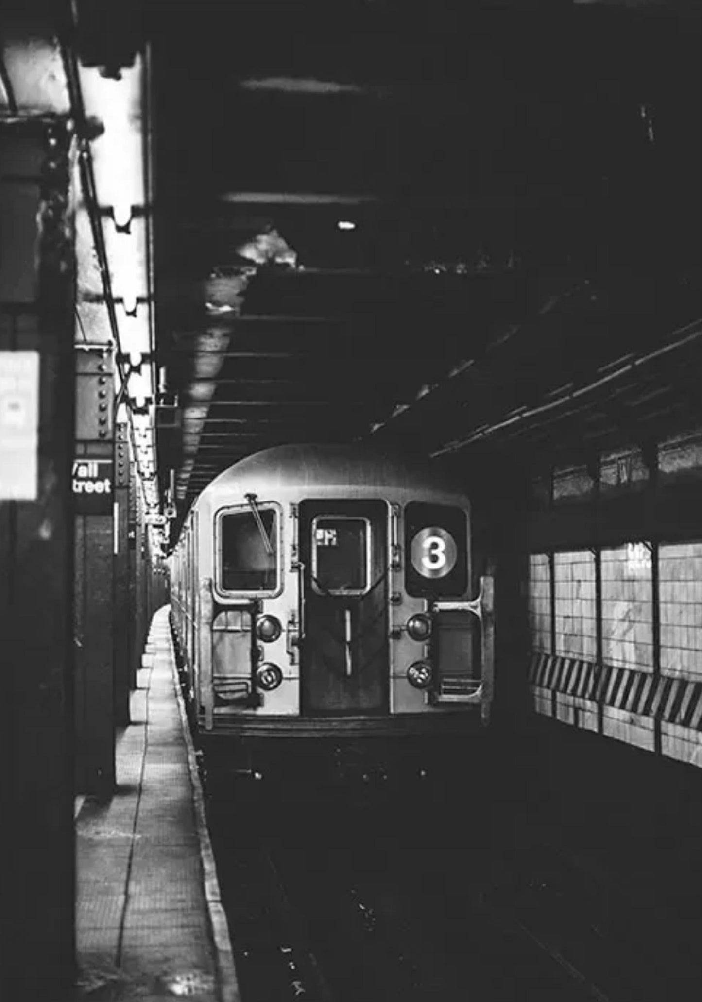 NYC Subway Train | Black & White Industrial Decor