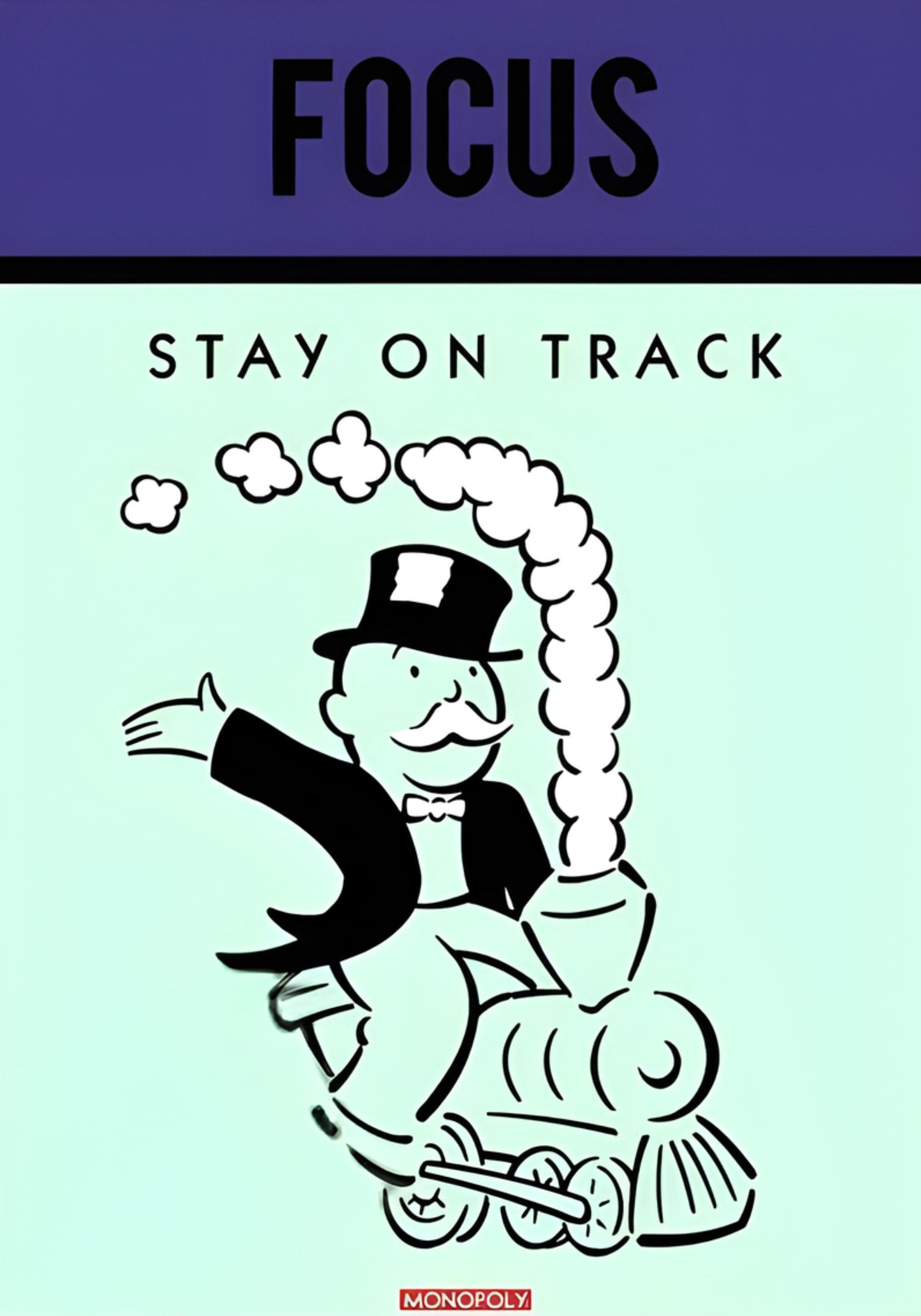 Monopoly Poster | Inspirational Wall Art | "Stay On Track" Motivational Quote | Home & Garden Decor | Office Artwork