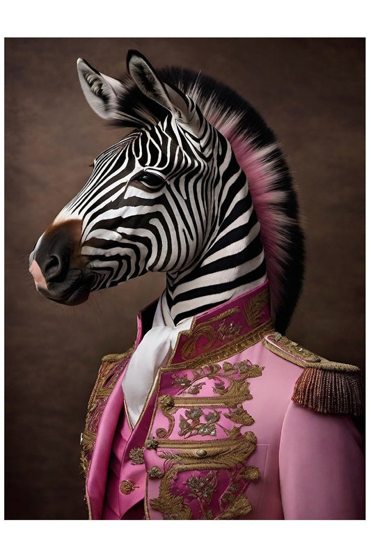 Royal Punk Zebra | Animal Art Decor | Poster