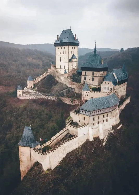 Majestic European Castles Poster | Karlstejn Castle | Czech Republic | Medieval Architecture | Built 1348