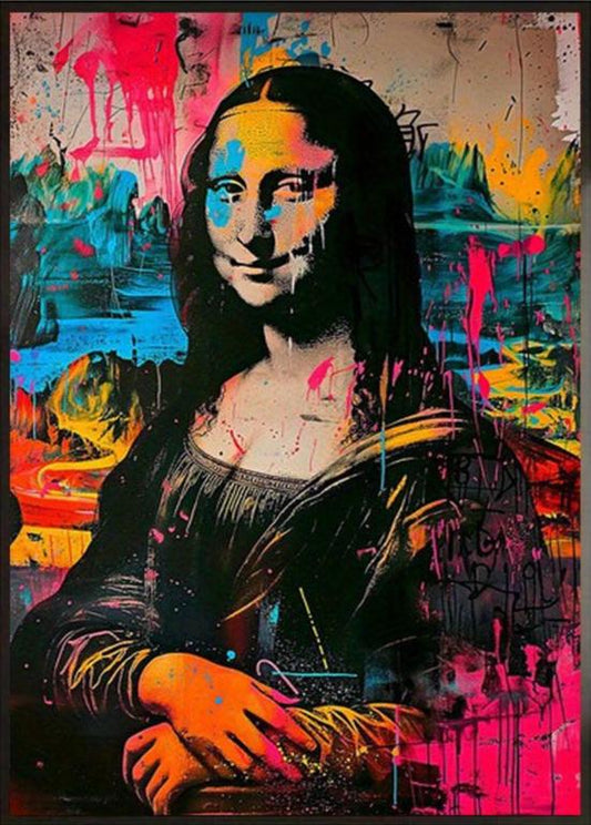 Modern Punk Renaissance Poster | Mona Lisa Graffiti Art | Street Style Decor | Contemporary Wall Art | Unique Home Decor | Vibrant Visual Artwork