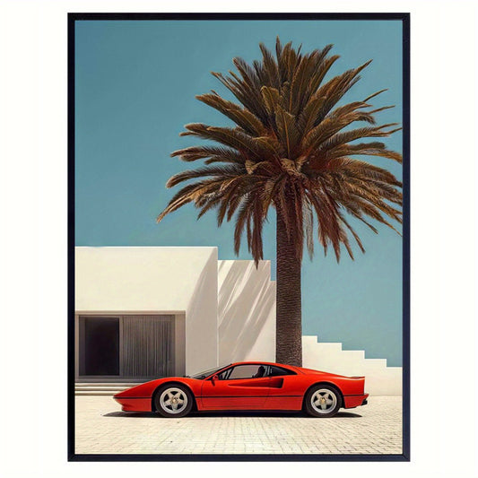 Miami Supercar | Ferrari | Vintage Art Poster | Wall Decor for Home & Garden