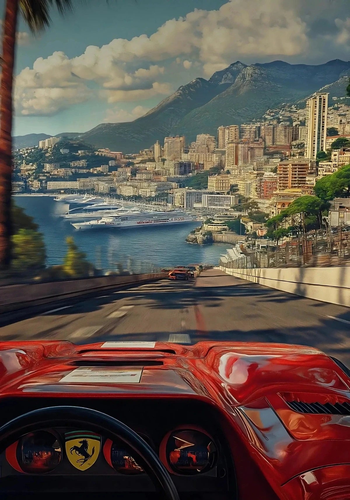 Monaco Formula 1 | Vintage Grand Prix | F1 Racing Poster | Ferrari 512 TR Interior View | Streets of Monte Carlo | Ferrari POV Drive (kopie)