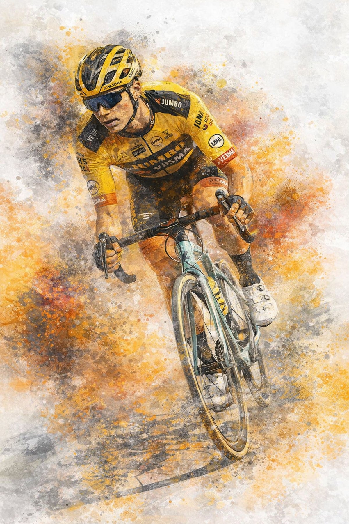 CYCLIST IN YELLOW & BLACK