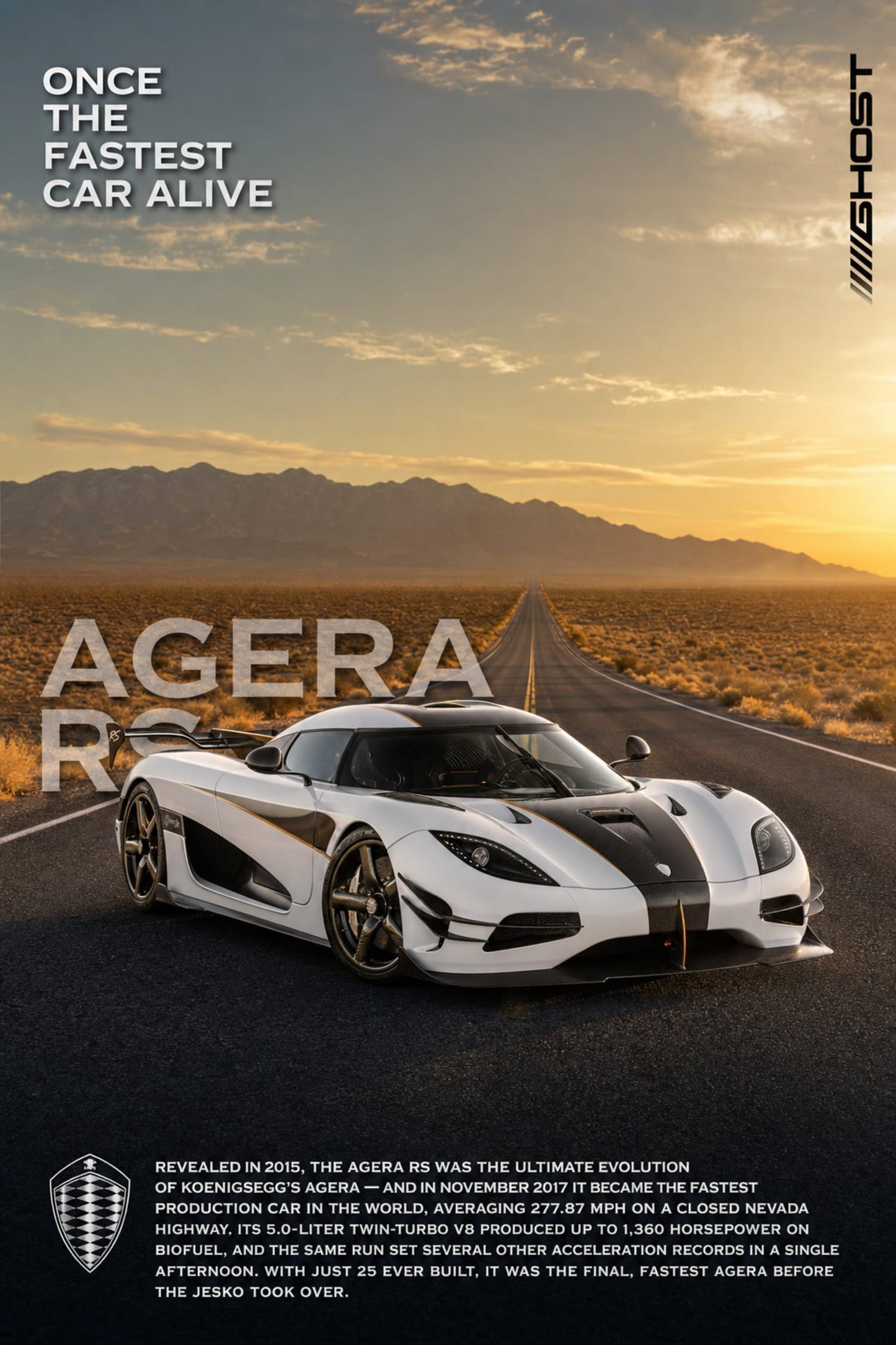 Koenigsegg Agera RS Supercar | Iconic Speed | Ultimate Hypercar Poster | Fast Car Art Print | Automotive Wall Decor | Adventure Racing Poster