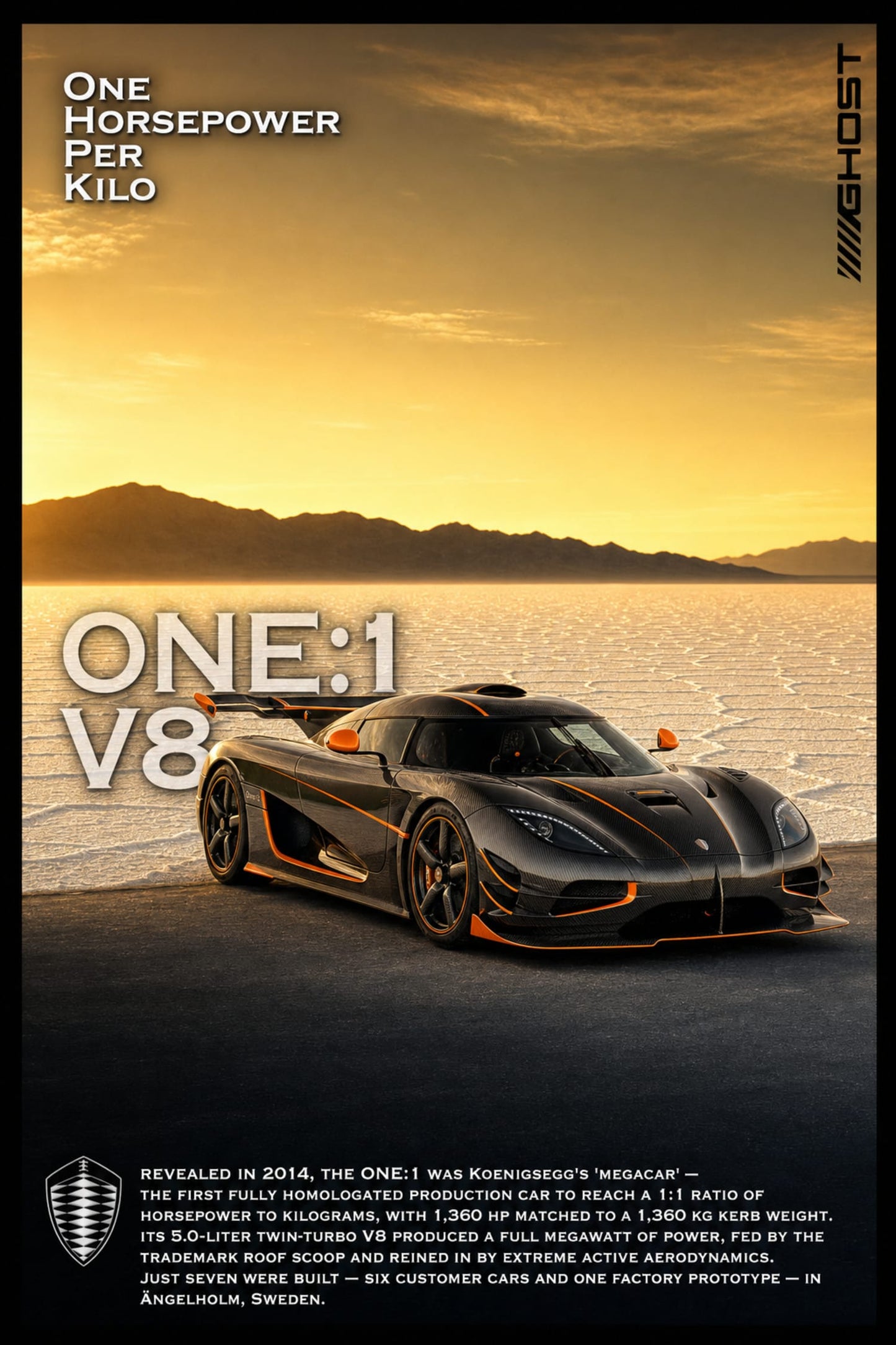Koenigsegg One:1 Hypercar Poster | Supercar Print | Automotive Wall Art | V8 Engine Power | High Performance Car Decor | Exclusive Limited Edition Print | Automotive Enthusiasts Poster