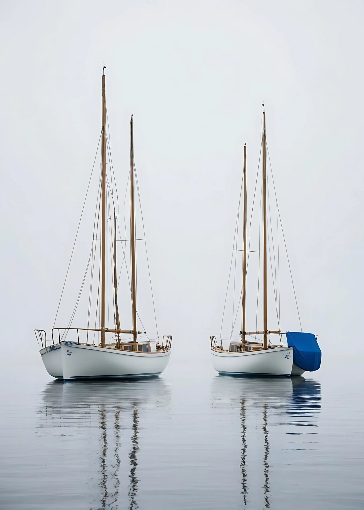 Two Fishing Boats Scene | Art Print | Nautical Decor | Vertical Poster | Ocean Landscape | Wall Art
