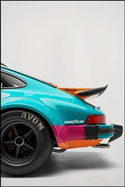 Porsche 911 Racing Car Poster | Gulf Livery | Vibrant Wall Decor | Motorsports Enthusiasts | Art Print