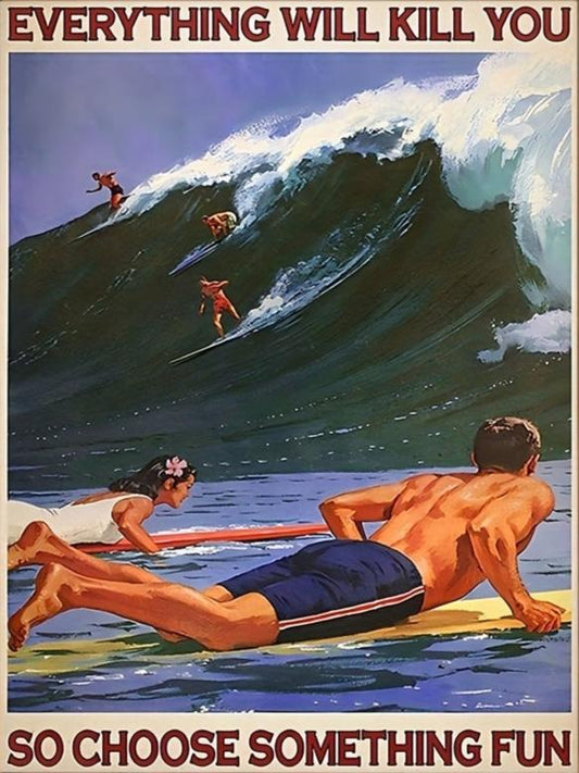 Vintage Surf Vibes Poster | Choose Something Fun | Retro Ocean Art Decor
