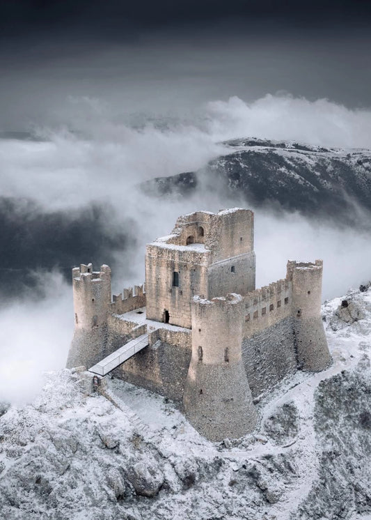 Majestic Calascio Poster | Italy's Iconic Rocca Calascio | 10th Century European Castle | Stunning Historical Landmark | Architectural Masterpiece