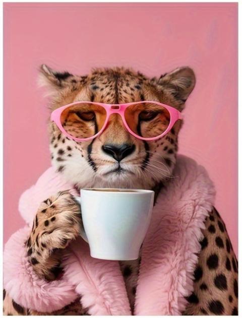 Cheetah Art Print | Royal Punk Animals Poster | Home Wall Decor | Unique Wildlife Design