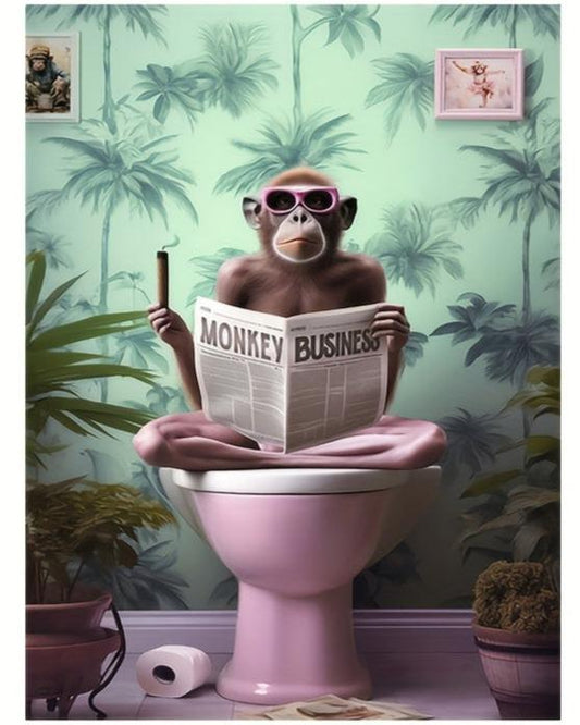 Royal Punk Animals Poster | Smoking Monkey Print | Unique Home or Office Decor Wall Art