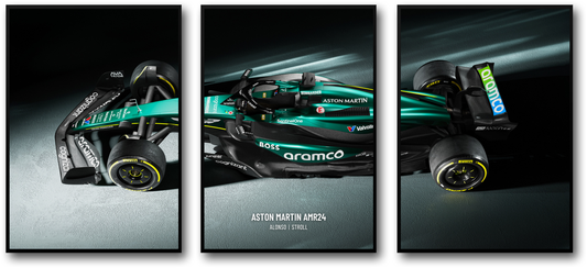 3-Piece Formula 1 Car Poster | Aston Martin AMR | Triple Panel Racing Artwork | Stunning Wall Decor | F1 Gift Idea