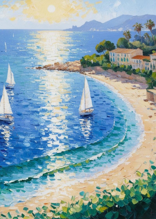 Calming Coastline Poster | Coastal Beach Art | Tranquil Seaside Wall Decor | Ocean Landscape | Relaxing Wall Hanging