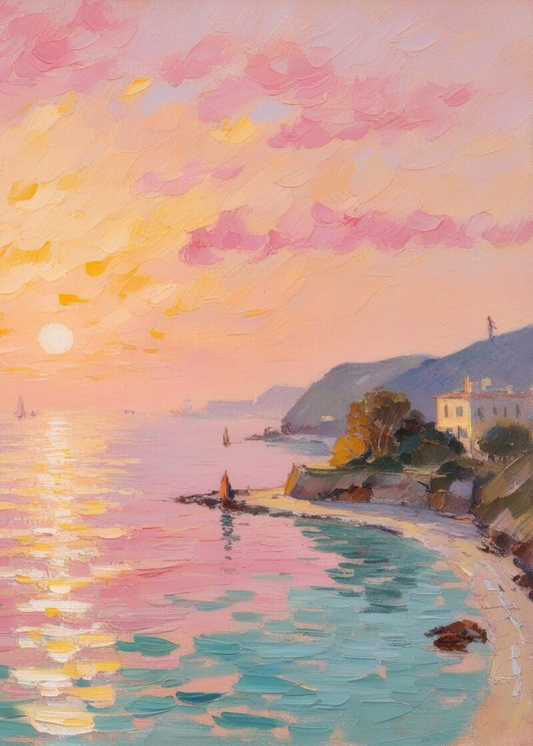 Calming Coastal Landscape Poster | Serene Beach Scene Print | Wall Art for Home Décor | Ocean & Shoreline Artwork