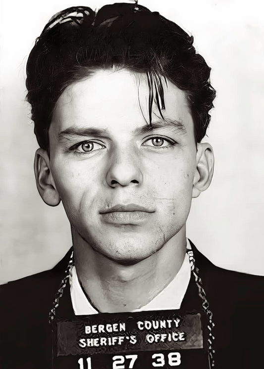 Frank Sinatra Mugshot | Vintage Style Art | Iconic Celebrity Photograph Poster | Retro Wall Decor for Home or Office