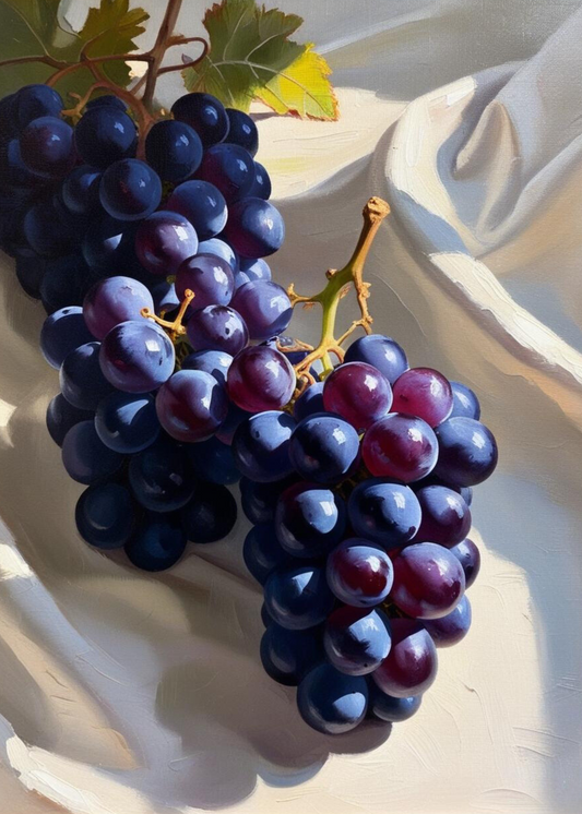 Poster | Dark Black Grapes | Fruits Gallery Print | Home Decor Artwork | Elegant Wall Art