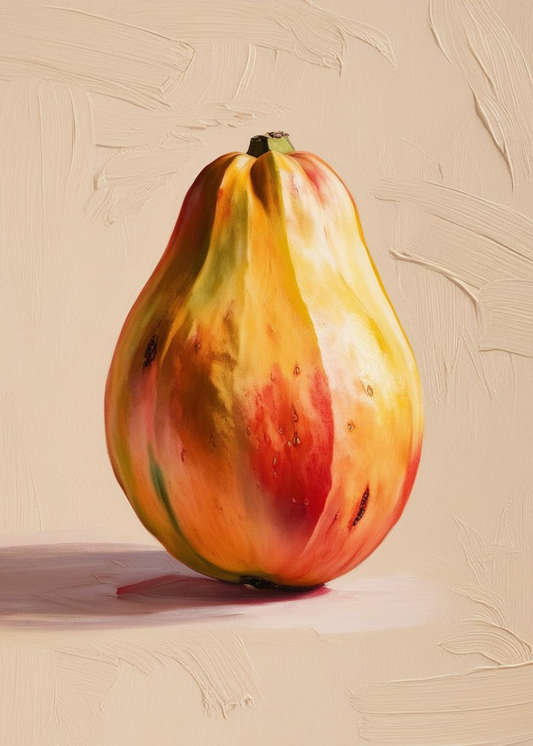 Papaya Fruit Art | Botanical Print Poster | Home Decor Art | Vibrant Wall Art | Fruity Kitchen Decor | Nature Illustration Poster