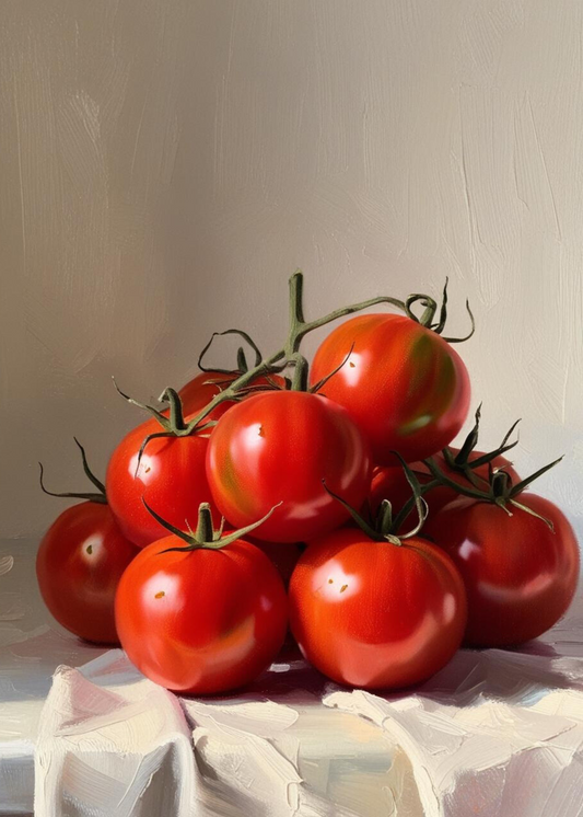 Fresh Tomatoes Poster | Colorful Kitchen Wall Art | Home Decor | Botanical Illustration | Farm-to-Table Vegetables