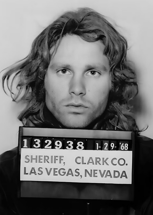 Jim Morrison Arrest Visual | Vintage Style Wall Art | Classic Mugshot Poster | Home Decor
