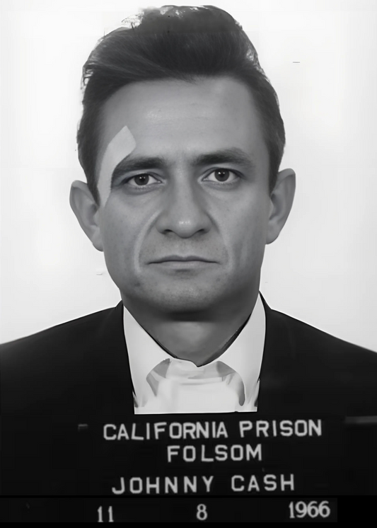 Johnny Cash | Black and White Mugshot Poster | Iconic Music Legend | Wall Art Decor