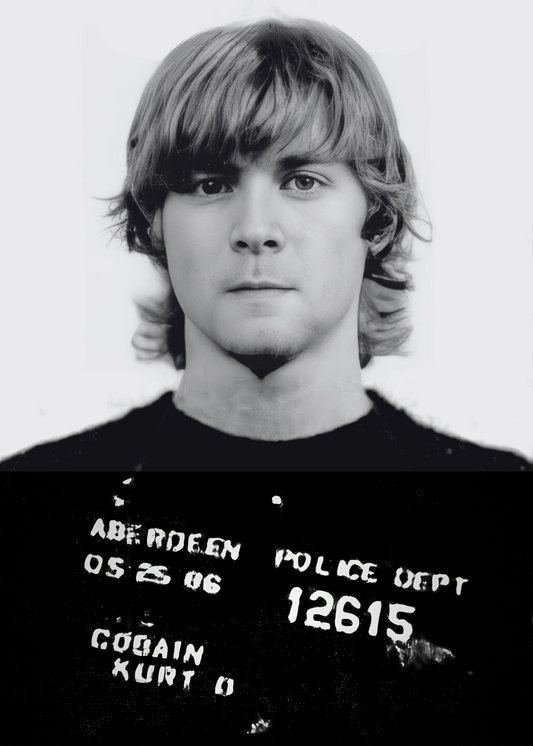 Kurt Cobain | Iconic Mugshot | Music Legend | Black & White Art Print | Poster for Wall Decor | Grunge Style | Home & Garden Artwork