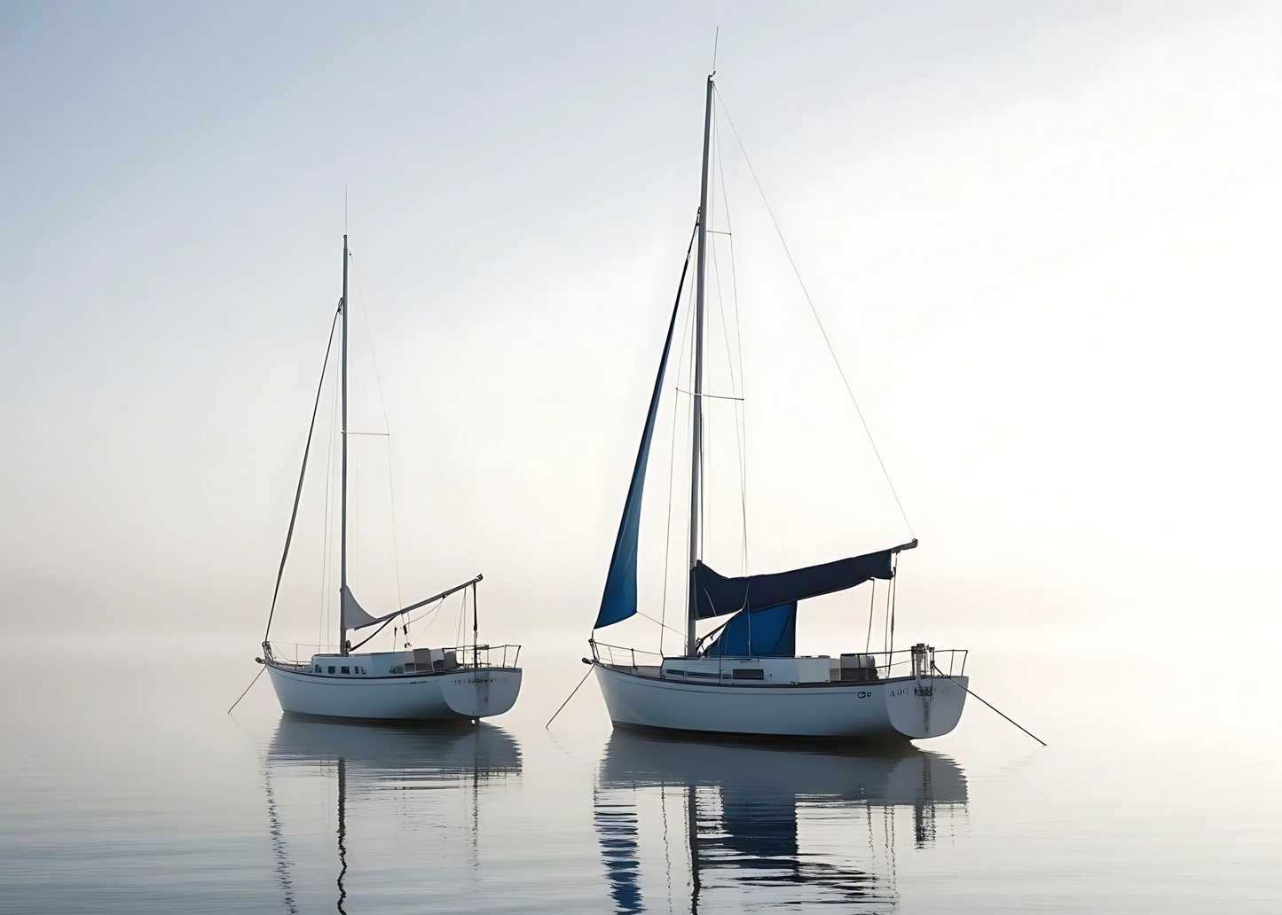 Two Fishing Boats in Sunrise | Scenic Landscape Poster | Wall Art Decor