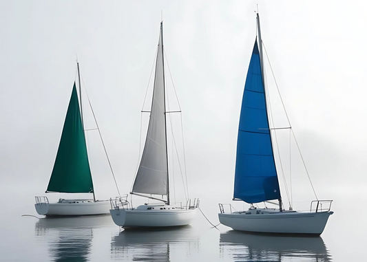 Three Sailing Boats in the Fog | Nautical Seascape | Serene Landscape Poster | Modern Wall Art Decor | Coastal Theme | Artistic Home Decor