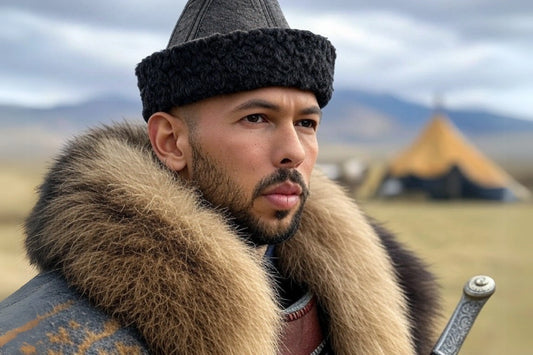 Mongolian Leader Poster | General Andrew Tate | Tribal Attire | Warrior Overlooking Steppes | Cultural Artwork Decor