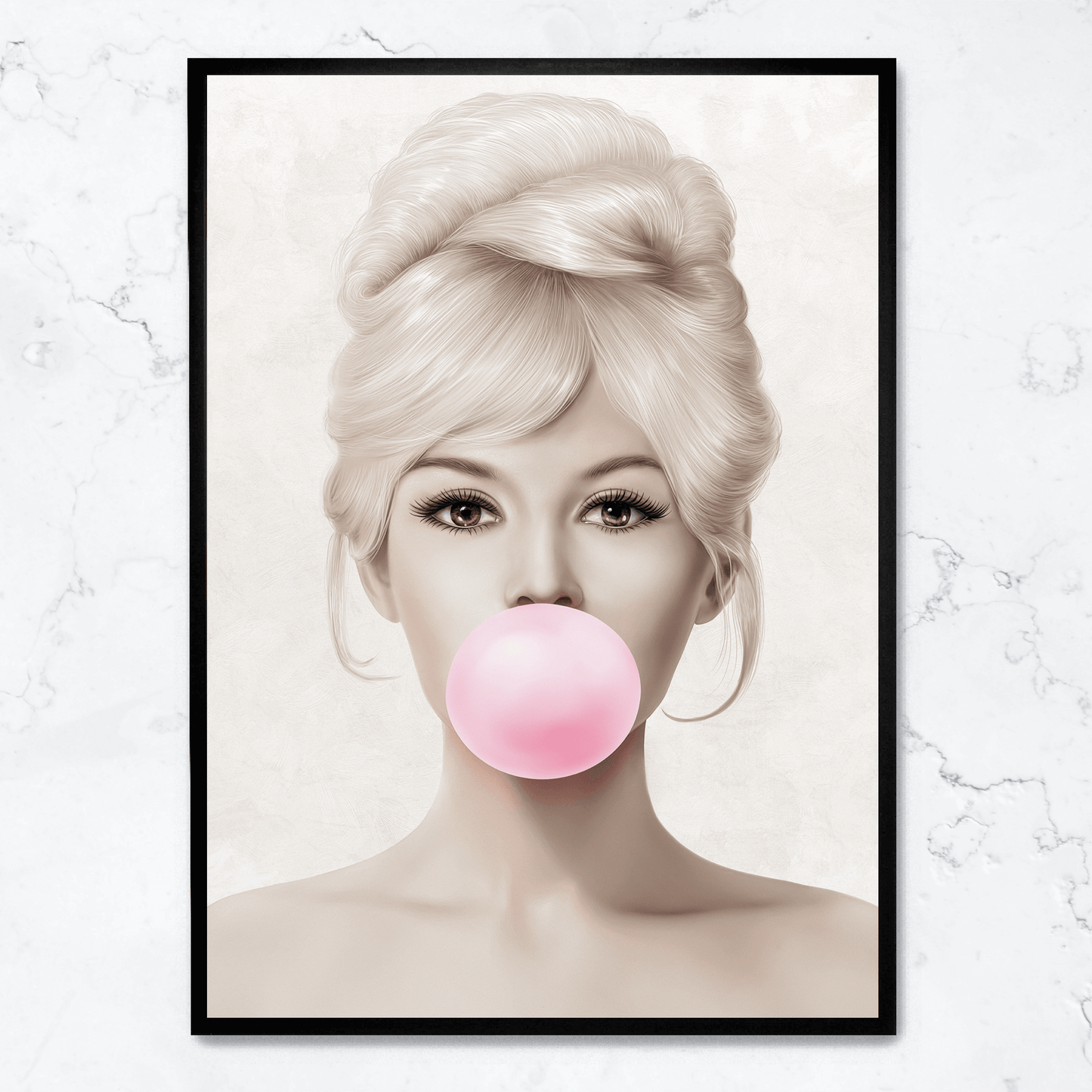 Brigitte Bardot Retro Pop Art | Bubblegum Pink Theme | Iconic Celebrity Wall Decor | Stylish Home Decoration | Collectible Art Print Poster