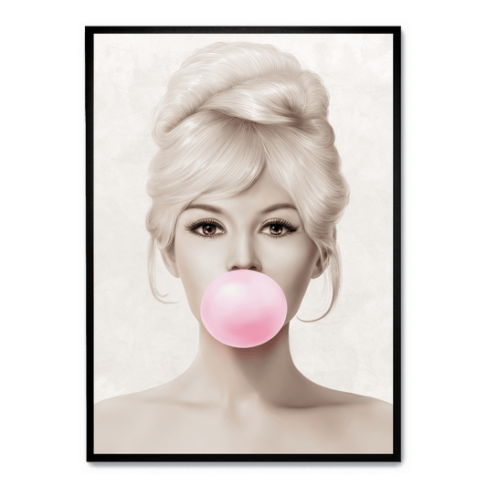 Brigitte Bardot Retro Pop Art | Bubblegum Pink Theme | Iconic Celebrity Wall Decor | Stylish Home Decoration | Collectible Art Print Poster