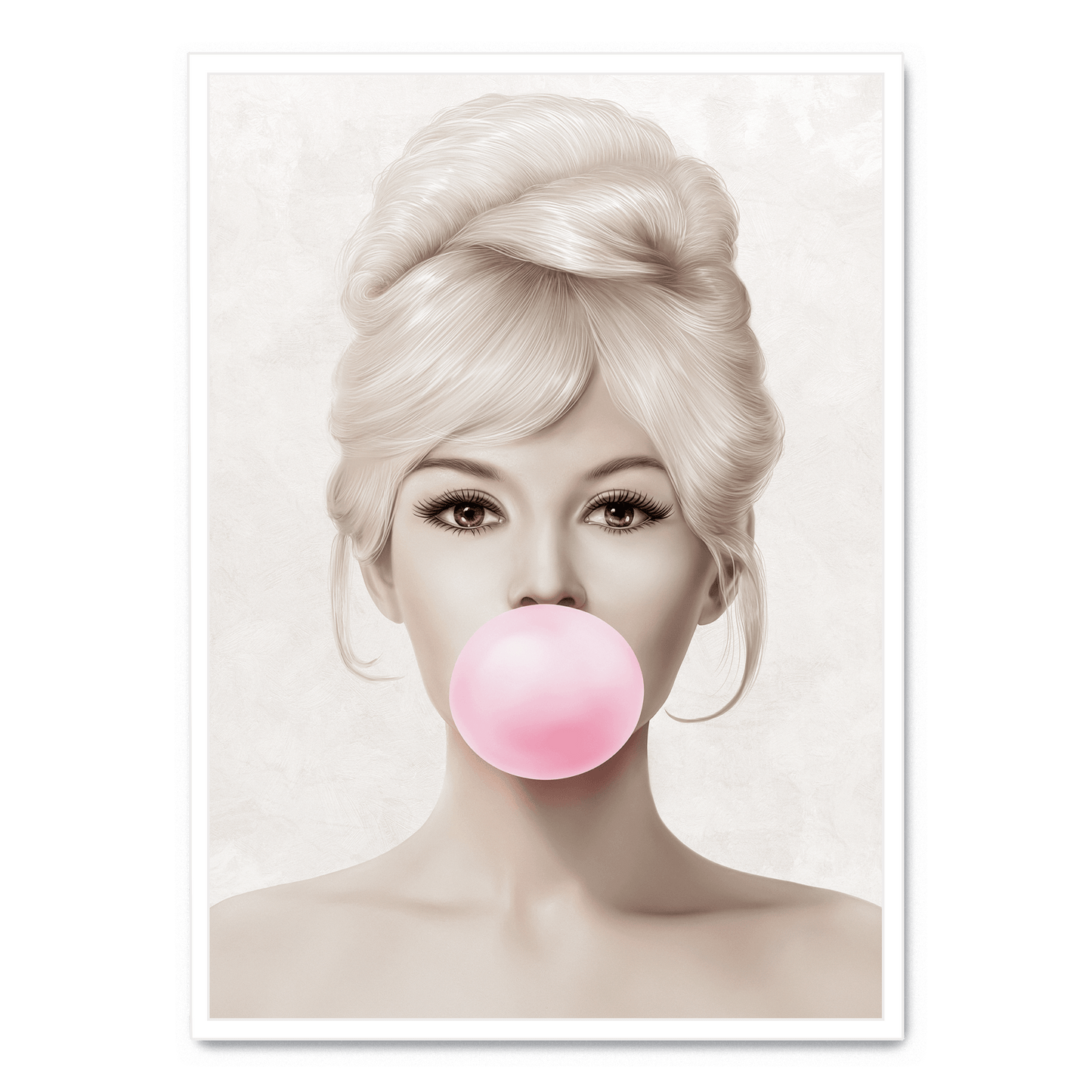 Brigitte Bardot Retro Pop Art | Bubblegum Pink Theme | Iconic Celebrity Wall Decor | Stylish Home Decoration | Collectible Art Print Poster