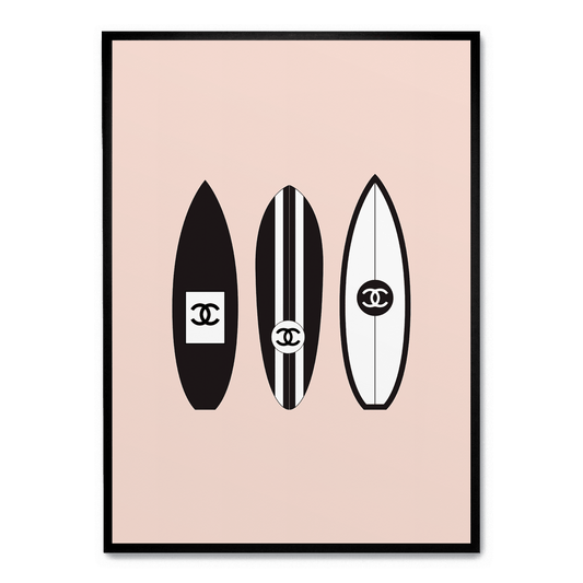 Chanel Surfboard Art | Vintage Fashion Poster | Luxury Home Decor | Wall Art
