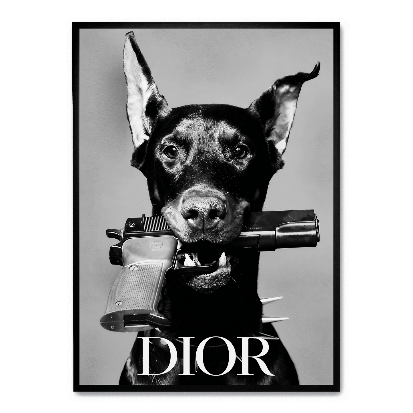 Dior Dog Poster | Elegant Home Decor Artwork | Stylish Visual Art Print | Perfect for Living Room or Office | High-Quality Design