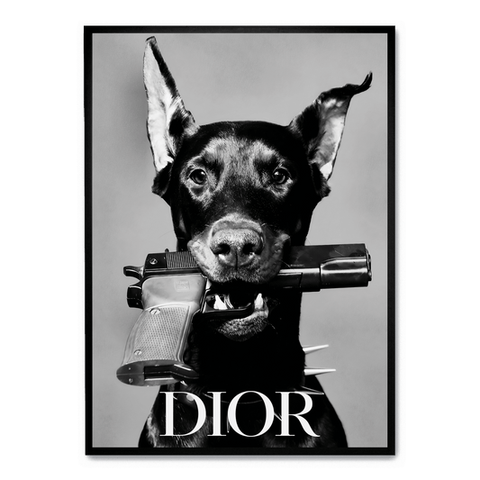 Dior Dog Poster | Elegant Home Decor Artwork | Stylish Visual Art Print | Perfect for Living Room or Office | High-Quality Design