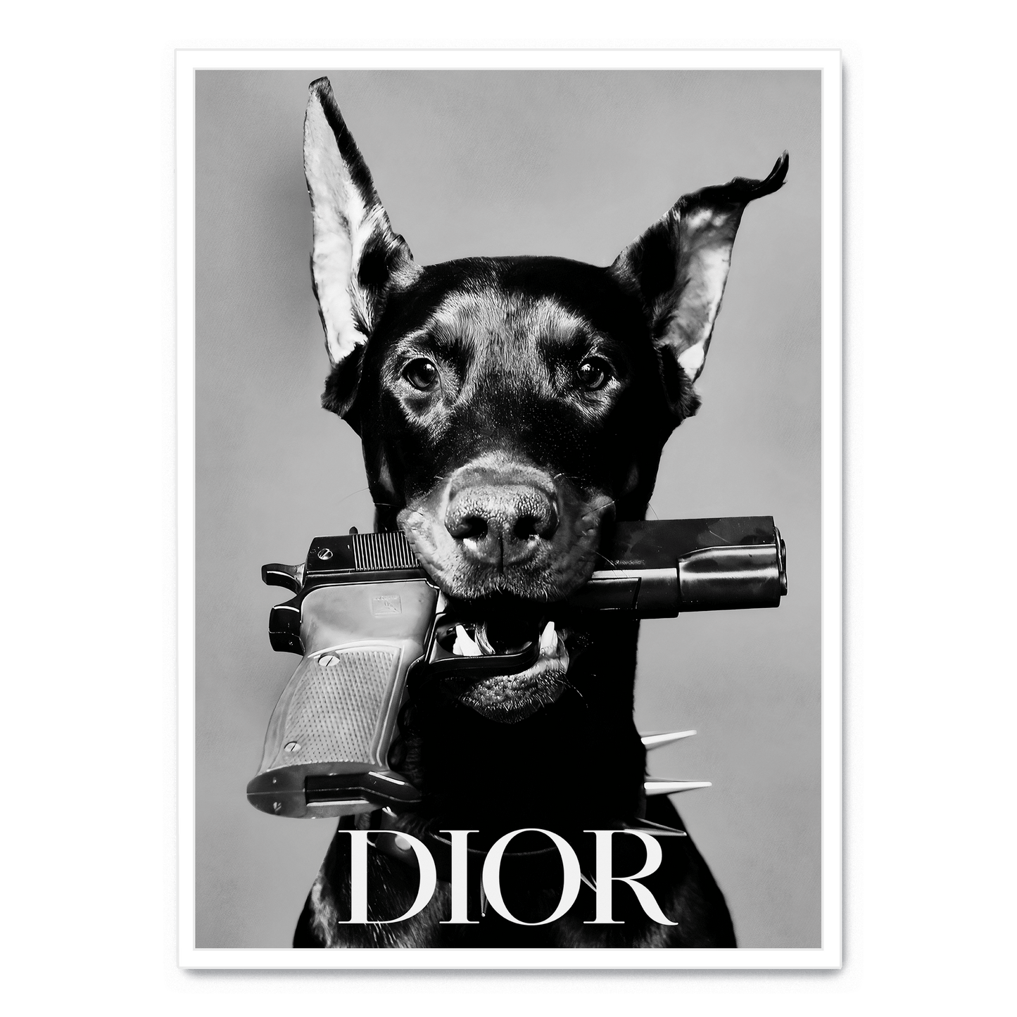 Dior Dog Poster | Elegant Home Decor Artwork | Stylish Visual Art Print | Perfect for Living Room or Office | High-Quality Design
