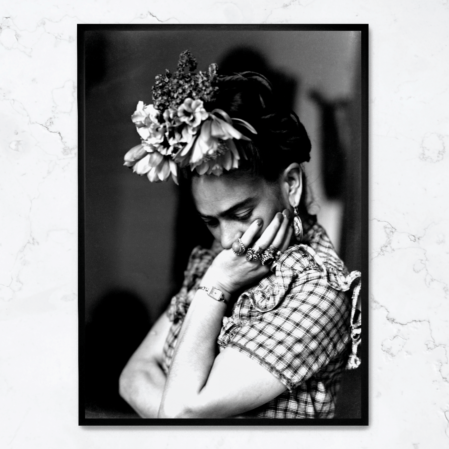 Frida Kahlo Portrait | Floral Accents | Art Poster | Mexican Artist | Wall Decor | Vibrant Colors | Home and Garden Decor