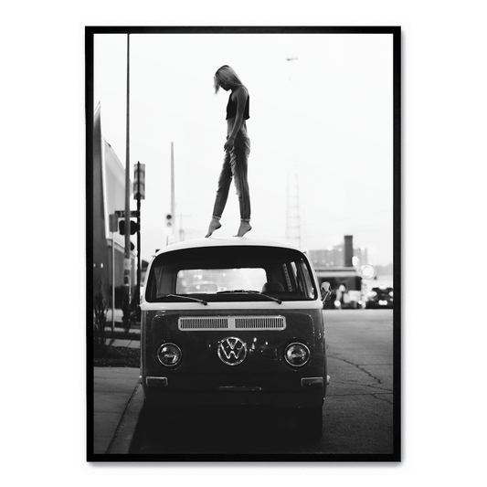 Vintage Style | Girl on Volkswagen | Retro Art | Poster | Wall Decor | Home & Garden | Unique Design | Artwork