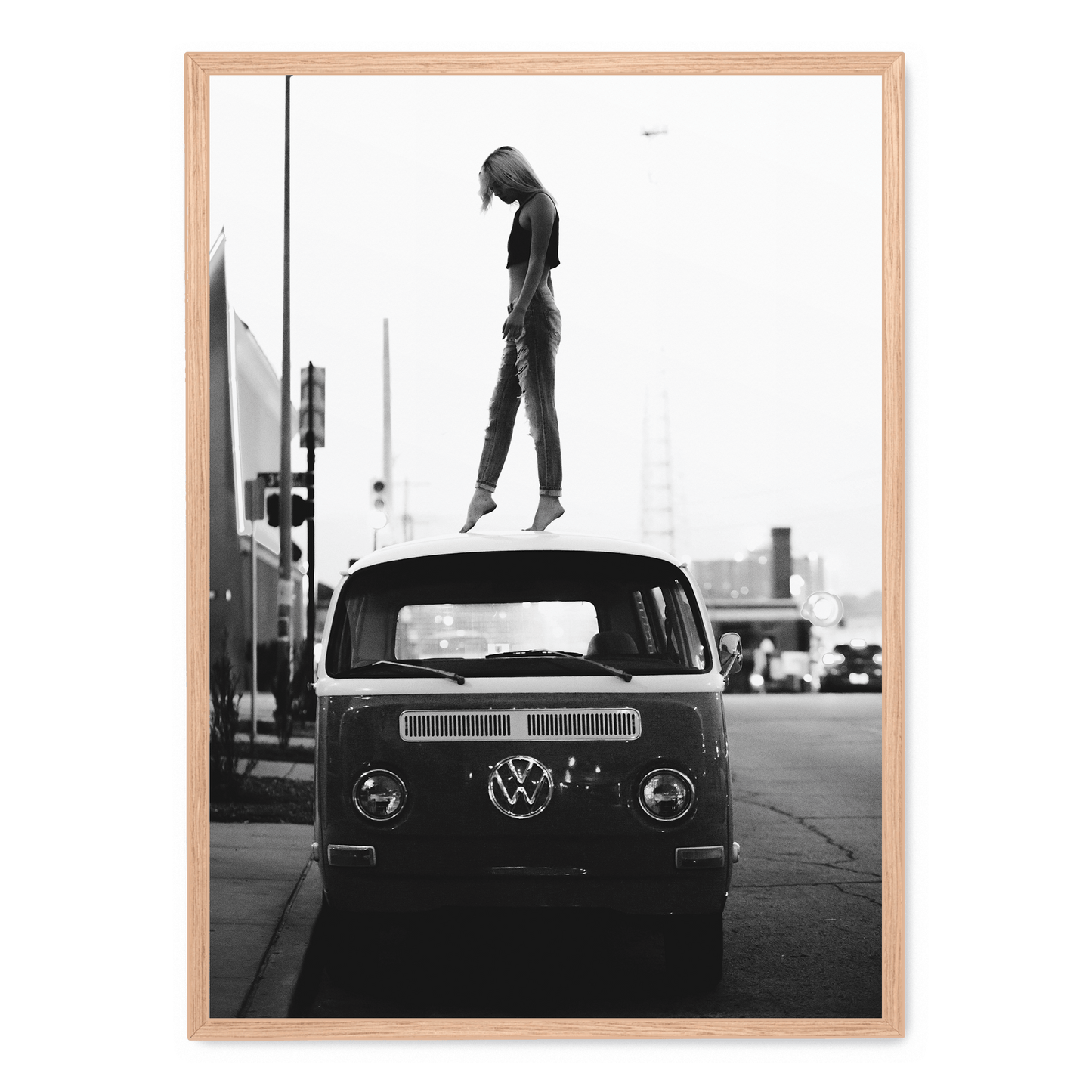 Vintage Style | Girl on Volkswagen | Retro Art | Poster | Wall Decor | Home & Garden | Unique Design | Artwork