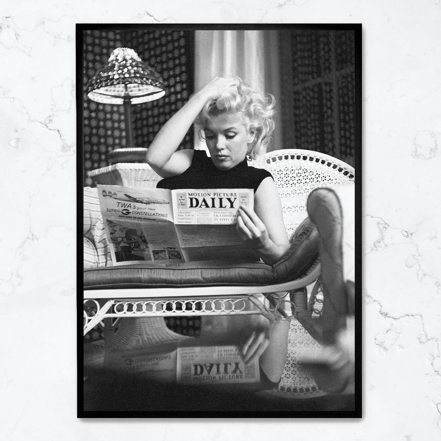 Marilyn Monroe Poster | Iconic Reading Scene | Wall Art | Home Decor | Vintage Photography Print