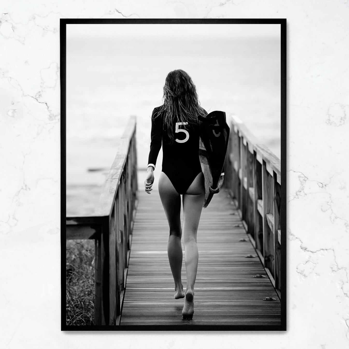 Surfer Girl | Ocean Wave Art Print | Coastal Wall Decor | Beach Vibes | Poster