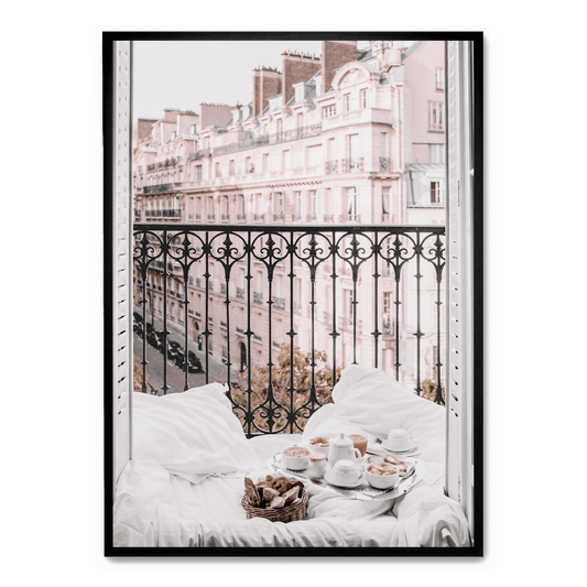 Paris Cityscape Art | Eiffel Tower from Balcony View | Scenic Wall Poster Decor | Ideal for Living Room or Office | Artistic Photography Print