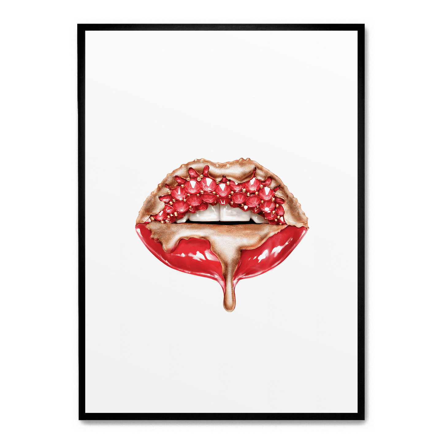Red Glitter Lips Poster | Glam Wall Art | Home Decor | Modern Artwork | Sparkling Lip Print | Glamorous Room Accent