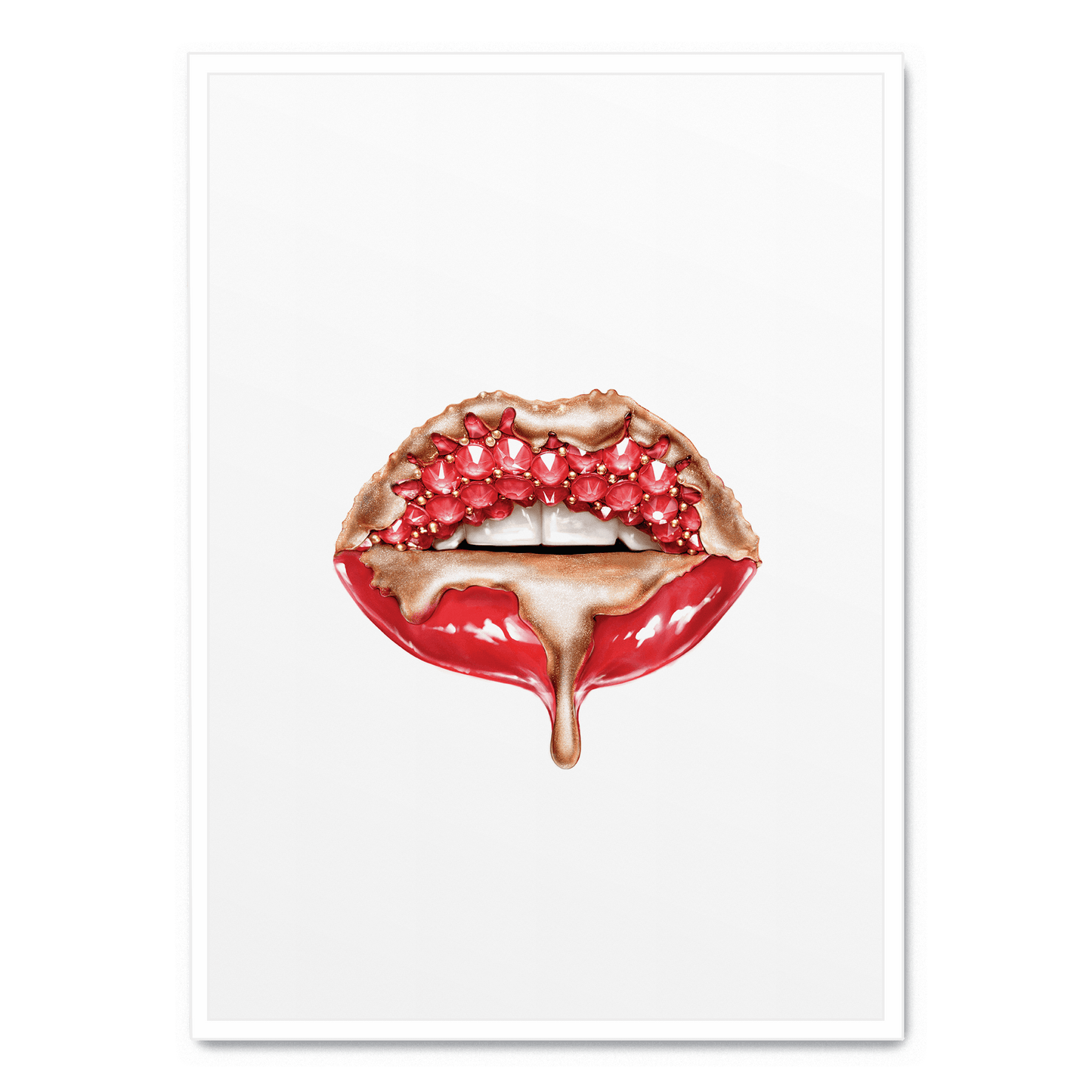 Red Glitter Lips Poster | Glam Wall Art | Home Decor | Modern Artwork | Sparkling Lip Print | Glamorous Room Accent