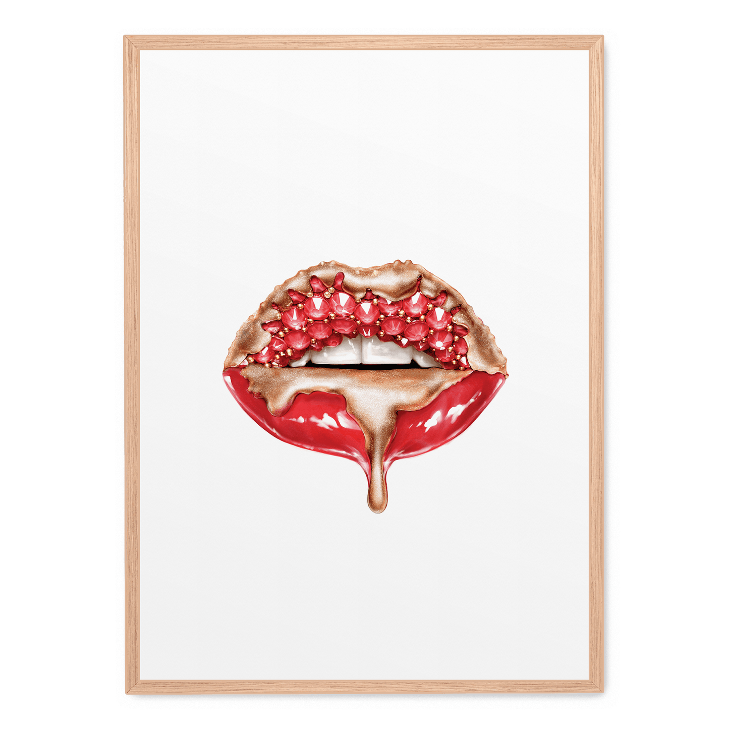 Red Glitter Lips Poster | Glam Wall Art | Home Decor | Modern Artwork | Sparkling Lip Print | Glamorous Room Accent