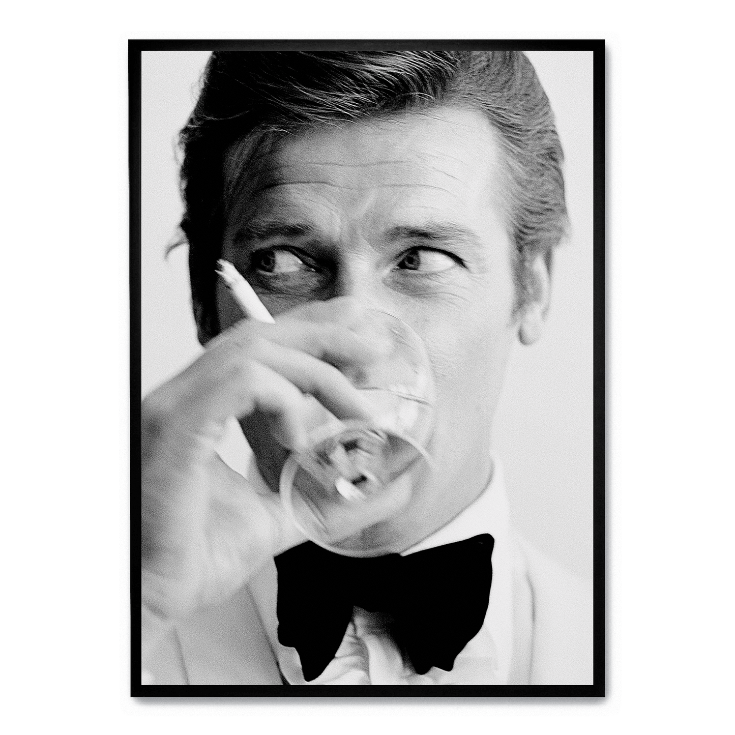 Roger Moore | Classic Black and White Still | Iconic James Bond Era | Movie Wall Art Poster