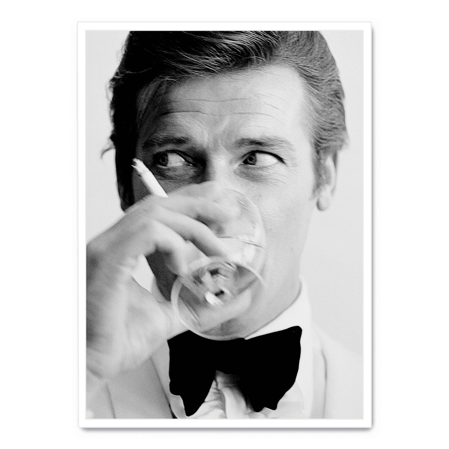 Roger Moore | Classic Black and White Still | Iconic James Bond Era | Movie Wall Art Poster
