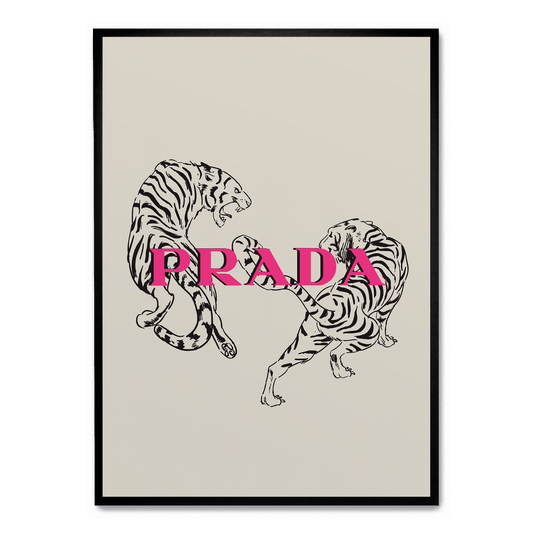 Prada Aesthetic Tiger Poster | Fashion Art Print | Modern Home Decor | Luxury Wall Art | Animal Illustration | Exclusive Design